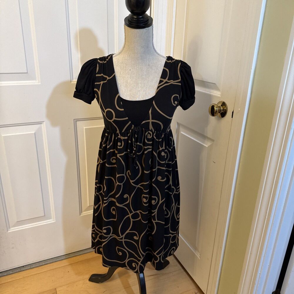 BABYDOLL DRESS London Times Black Print Cover Up Spandex Dress Women Size 6